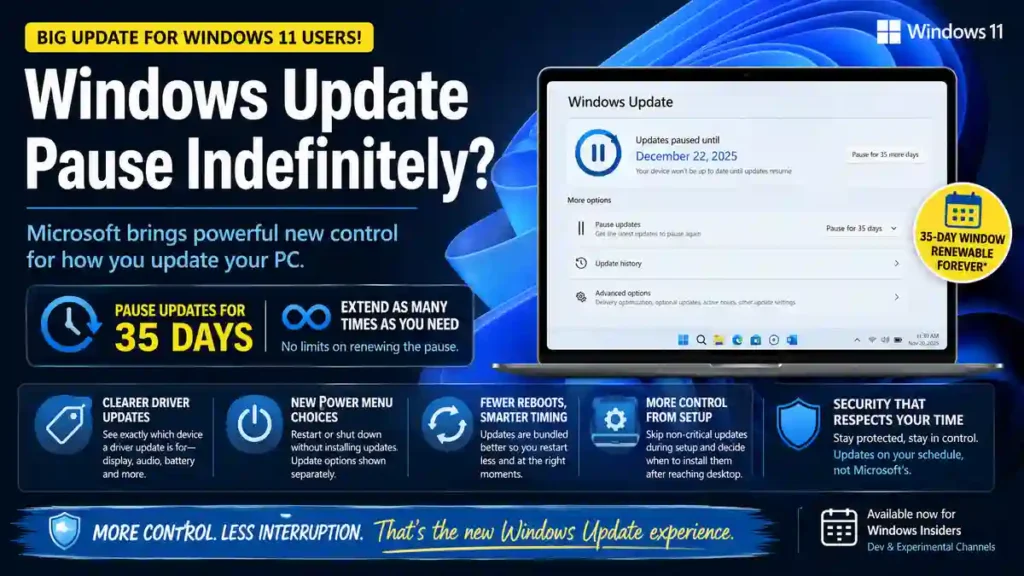 windows update pause indefinitely